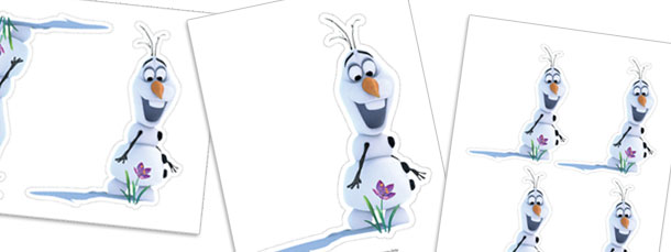 olaf admiring flower cut outs